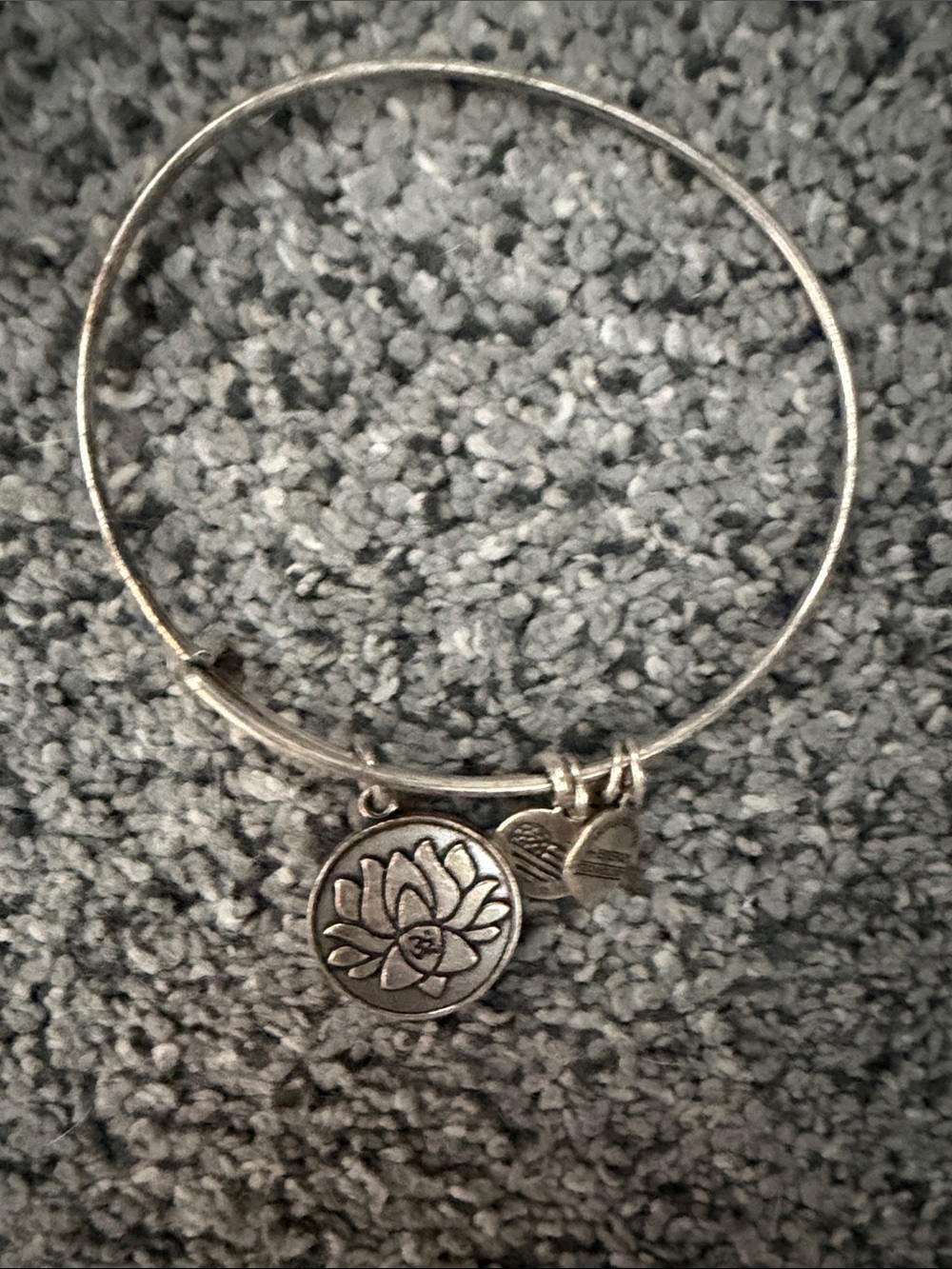 Silver Lotus Charm Bangle Bracelet - Women Jewelry